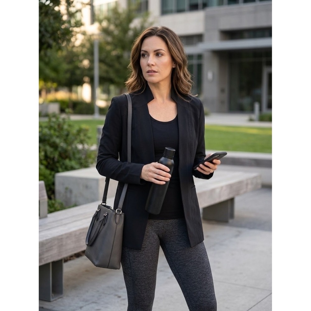 Athleta Eastbound Blazer Black Open Front Stand Collar Jacket 350837 Size 2